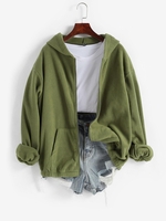 ZAFUL Veste à Capuche avec Poche en Avant en Laine M Vert profond