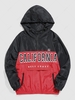 ZAFUL Veste à Capuche Duveteuse en Blocs de Couleurs avec Fermeture Éclair M Rouge