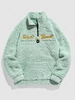 ZAFUL Veste à Capuche Duveteuse Ornée Inscription Brodée avec Fermeture Éclair Xl Vert clair