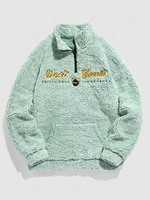 ZAFUL Veste à Capuche Duveteuse Ornée Inscription Brodée avec Fermeture Éclair Xl Vert clair