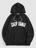ZAFUL Veste à Capuche Essentiel Vintage Zippée à Imprimé Lettre du Streetwear Xl Noir
