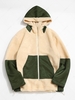ZAFUL Veste à Capuche Jointive en Blocs de Couleurs en Tissu Duveteux en Polaire Moelleuse L Café lumière