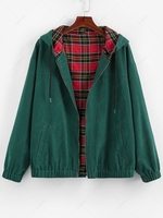ZAFUL Veste à Capuche Réversible à Carreaux Imprimée Xl Vert mer moyen