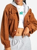 ZAFUL Veste à Capuche Zippée en Velours Côtelé S Café