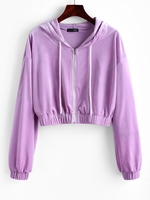 ZAFUL Veste à Capuche Zippée en Velours L Pourpre