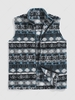 ZAFUL Veste à Capuche Zippée Style Ethnique Fourrée en Laine L Bleu