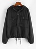 ZAFUL Veste à Capuche Cargo Coupe Vent Zippée S Noir