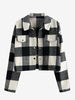 ZAFUL Veste à Carreaux à Goutte Epaule en Laine M Noir