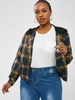 ZAFUL Veste à Carreaux avec Poche Poitrine de Grande Taille en Flanelle avec Bouton Pression L