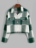 ZAFUL Veste à Carreaux Goutte Epaule avec Poche S Vert