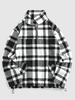 ZAFUL Veste à Carreaux Imprimée à Quart Zip en Laine Mélangée M Noir
