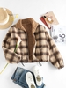 ZAFUL Veste à Carreaux Taille à Cordon à Doublure M Café