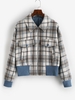 ZAFUL Veste à Carreaux Zippée en Laine Mélangée avec Poches M Café