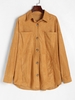 ZAFUL Veste à Goutte Epaule en Faux Daim avec Poche M Café lumière