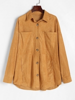 ZAFUL Veste à Goutte Epaule en Faux Daim avec Poche M Café lumière