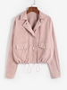 ZAFUL Veste à Manches Raglan avec Poche en Faux Daim M Rose clair