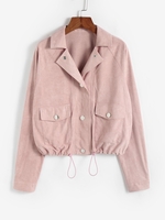 ZAFUL Veste à Manches Raglan avec Poche en Faux Daim S Rose clair
