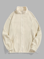 ZAFUL Veste à Ourlet Polaire à Cordon L Café lumière