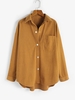 ZAFUL Veste avec Poche en Avant en Velours Côtelé L Deep yellow