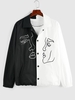 ZAFUL Veste Bicolore à Imprimé Visage S Noir