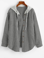 ZAFUL Veste Boutonnée Carreaux à Grille S Noir
