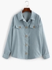 ZAFUL Veste Boutonnée Détaillée en Velours Côtelé Xl Bleu gris
