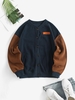 ZAFUL Veste Boutonnée en Blocs de Couleurs en Laine L Bleu profond