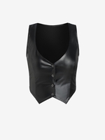 ZAFUL Veste Boutonnée en PU L Noir