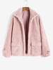 ZAFUL Veste Boutonnée en Tissu Duveteux avec Poche L Rose léger