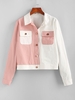 ZAFUL Veste Boutonnée Bicolore avec Poche M Multi a