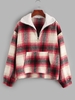 ZAFUL Veste à Carreaux Goutte Epaule à Demi-Zip L Rouge