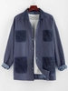 ZAFUL Veste Chemise Rayure Fine Jointive en Blocs de Couleurs avec Poche Xl
