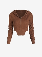 ZAFUL Veste Corset à Capuche en Velours Côtelé M Café profond