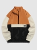 ZAFUL Veste Coupe-Vent Pull-over à Goutte Epaule en Blocs de Couleurs à Demi-Zip Xxl Café