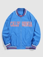 ZAFUL Veste de Base-ball avec Lettre Brodée CALIFORNIA Xl Bleu