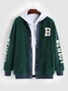 ZAFUL Veste de Base-ball Fourrée Tressée avec Lettre NEWBOY L Vert profond