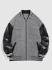 ZAFUL Veste de Base-ball Motif à Carreaux Jointif en Cuir PU L Noir