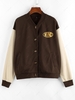 ZAFUL Veste de Baseball Boutonnée Graphique en Blocs de Couleurs S