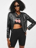 ZAFUL Veste de Motard de Course Zip en Avant en Faux Cuir S Noir