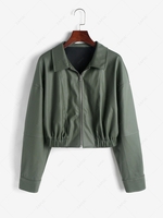ZAFUL Veste en Cuir PU L Vert clair