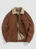 ZAFUL Veste en Velours Côtelé à Col en Fausse Laine en Lin Xl Sépia
