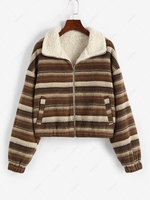 ZAFUL Veste Ethnique à Goutte Epaule en Laine S Café