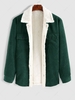 ZAFUL Veste Fourré à Double Poches Design en Velours Côtelé M Vert profond