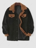 ZAFUL Veste Fourrée en Blocs de Couleurs avec Poche à Rabat en Fausse Laine Xl Noir