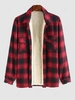 ZAFUL Veste Fourrée Motif à Carreaux avec Poche en Avant Design en Fausse Laine Xl Rouge