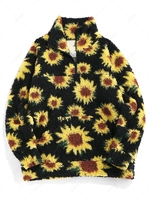 ZAFUL Veste Fourrée Motif de Tournesol en Fausse Fourrure 2xl Noir