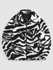 ZAFUL Veste Fourrée Motif de Zèbre en Fausse Laine Xl Noir