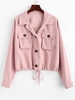ZAFUL Veste Goutte Epaule avec Poche Ourlet à Cordon L Rose kaki
