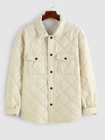 ZAFUL Veste Matelassée à Double Poches en Couleur Unie Design L Café lumière