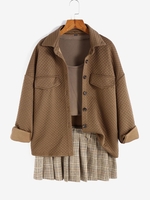 ZAFUL Veste Matelassée à Goutte Epaule L Café